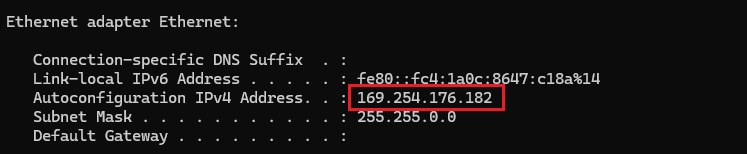 Laptop ipconfig